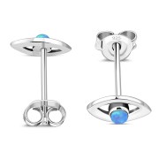 Synthetic Opal Evil Eye Stud Silver Earrings, e331